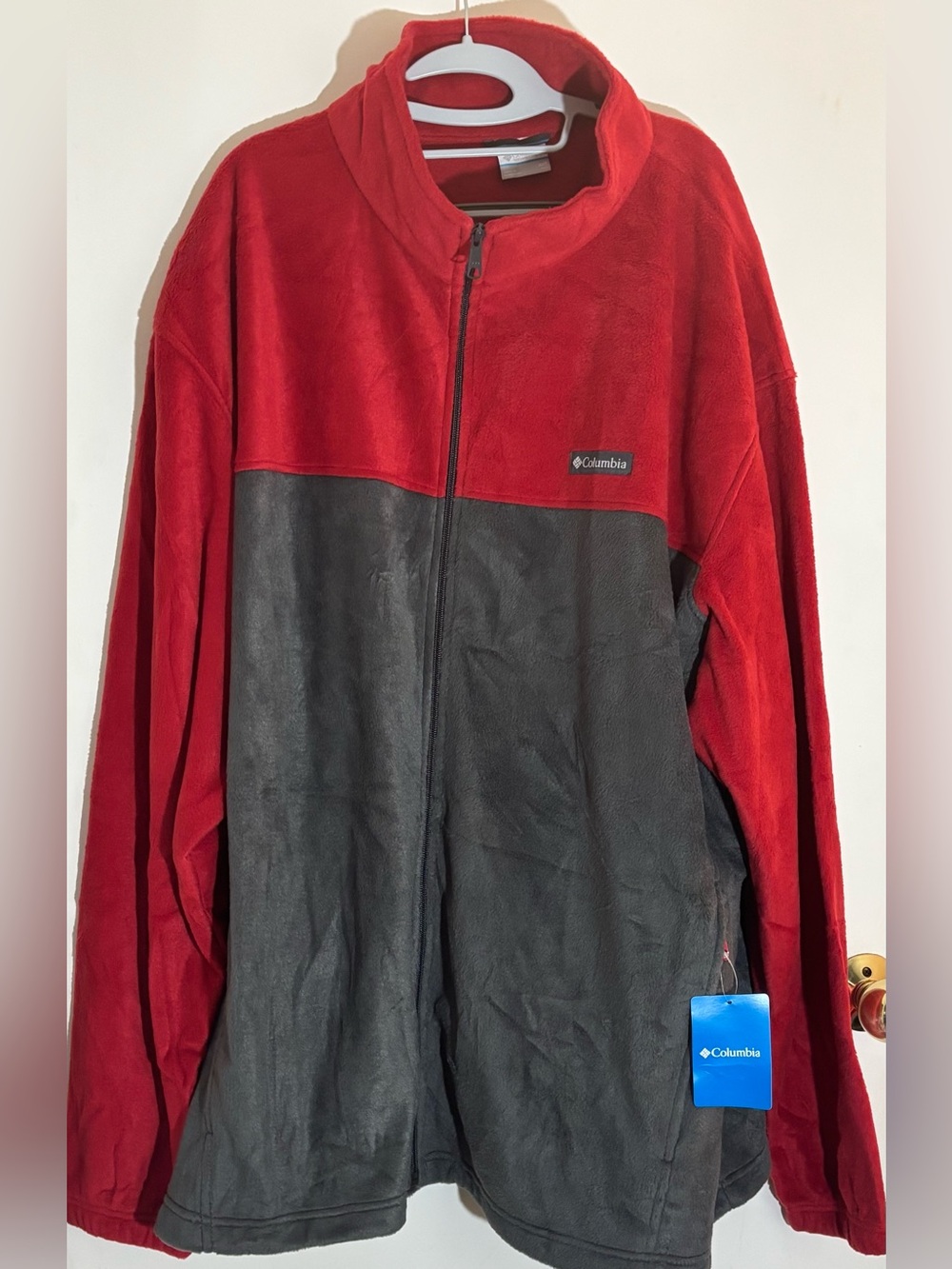 Columbia Men’s Red and Gray Full-Zip Fleece Jacket 4X Tall